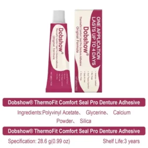 Dobshow® ThermoFit Comfort Seal Pro Denture Adhesive FDA Certified (Clinically Proven 96-Hour Lock Hold for Secure, Comfortable Zinc-Free Denture Fit )