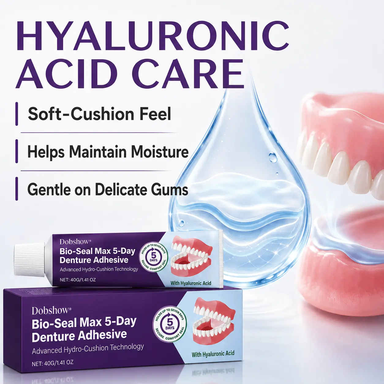 🔥79K+SOLD🔥Dobshow® Bio-Seal Max 5-Day Denture Adhesive🦷💙FDA Certified