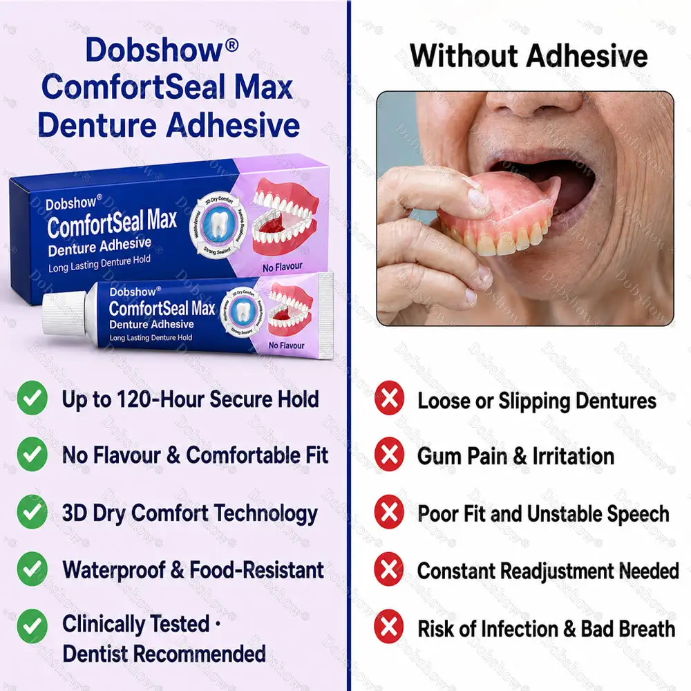 ⚡LIMITED SPECIAL OFFER⚡Dobshow® ComfortSeal Max Denture Adhesive | Up to 120-Hour Hold