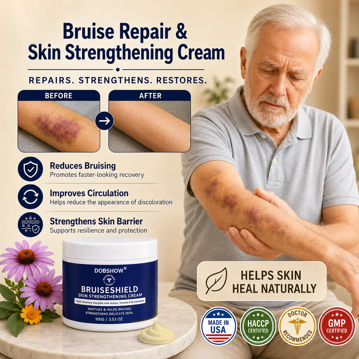 OFFICIAL
BRAND
🔥Dobshow® BRUISESHIELD Skin Strengthening Cream
