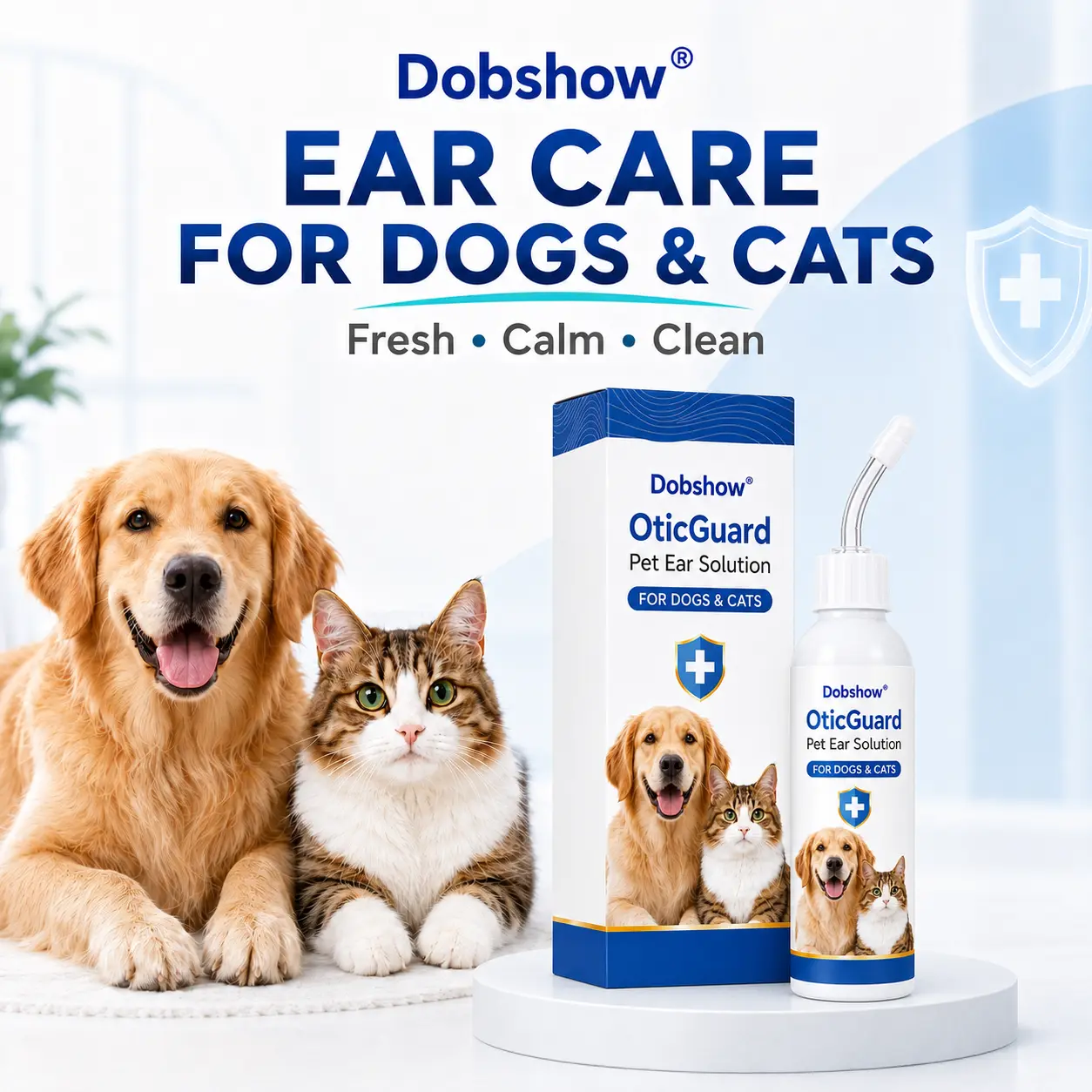 OFFICIAL
BRAND
Dobshow® OticGuard Pet Ear Solution For Bacterial, Yeast & Ear Mite Care