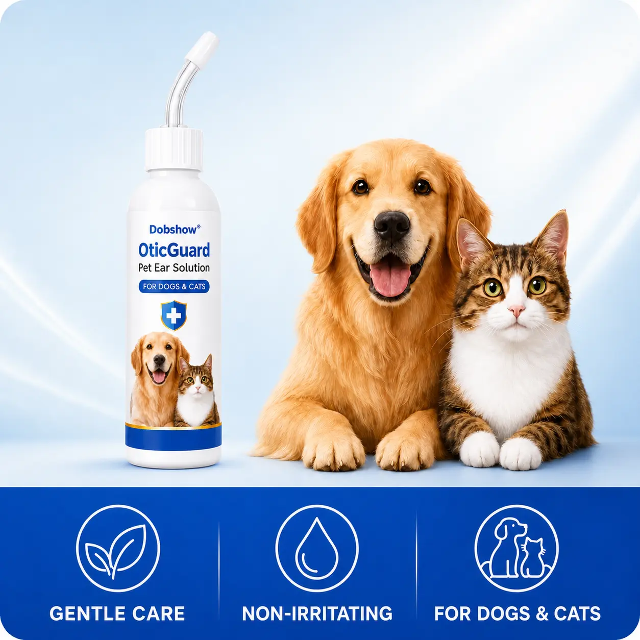 OFFICIAL
BRAND
Dobshow® OticGuard Pet Ear Solution For Bacterial, Yeast & Ear Mite Care