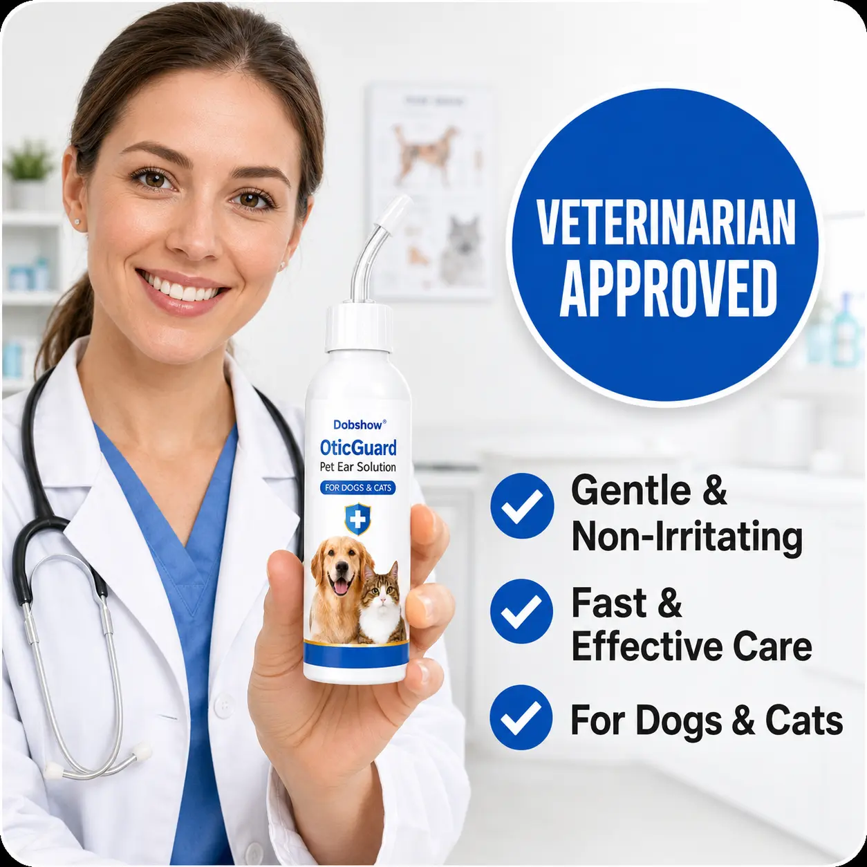OFFICIAL
BRAND
Dobshow® OticGuard Pet Ear Solution For Bacterial, Yeast & Ear Mite Care
