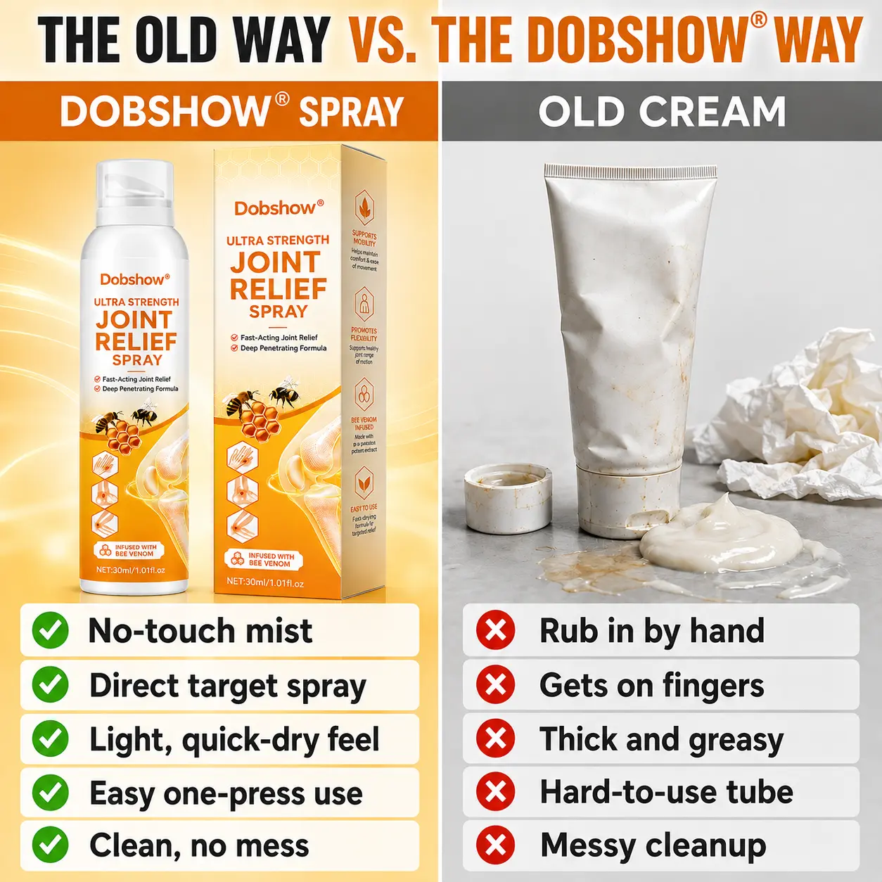 OFFICIAL
BRAND
🔥LIMITED SPECIAL OFFER🔥Dobshow® Ultra Strength Joint Relief Spray