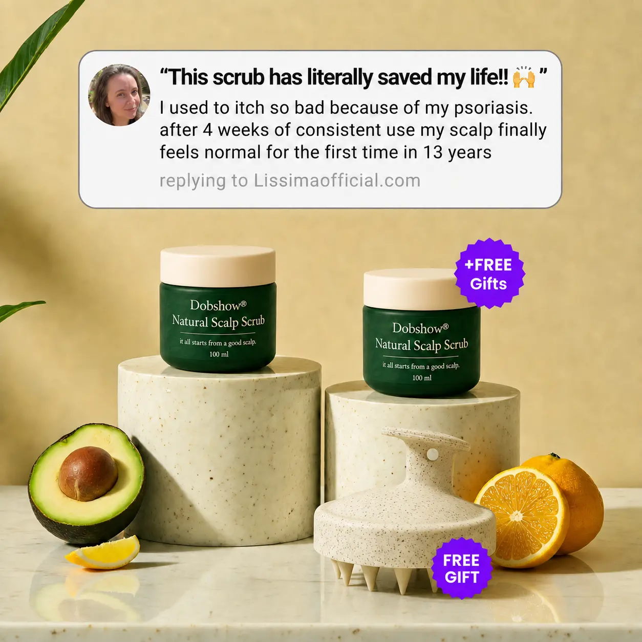 🔥Official U.S. Store 100K+ SOLD 🔥 Dobshow® Avocado & Orange Nourishing Anti-Dandruff Scalp Scrub — A New Steroid-Free Way to Heal an Itchy, Flaky Scalp!✨✨