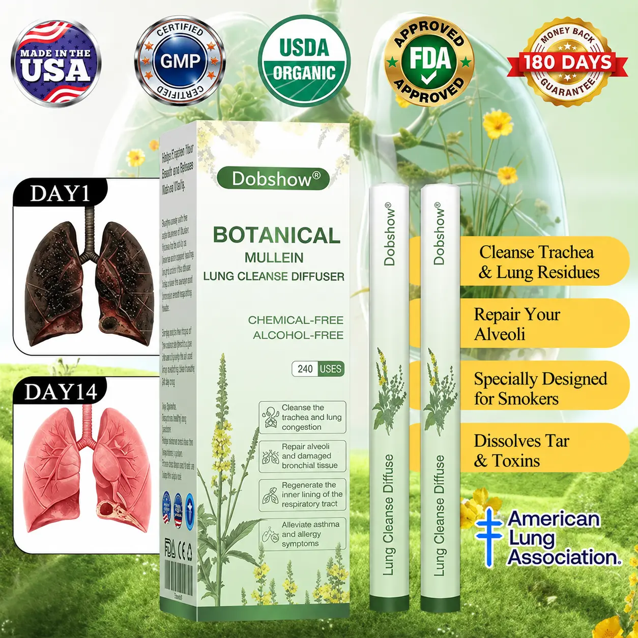 US👨⚕️✅ Dobshow® Botanical Mullein Lung Cleanse Diffuser 🌿(🫁Cough, Pharyngitis, shortness of breath, sputum, stuffy nose, bronchitis, bronchitis, allergy symptoms, lung discomfort💝)