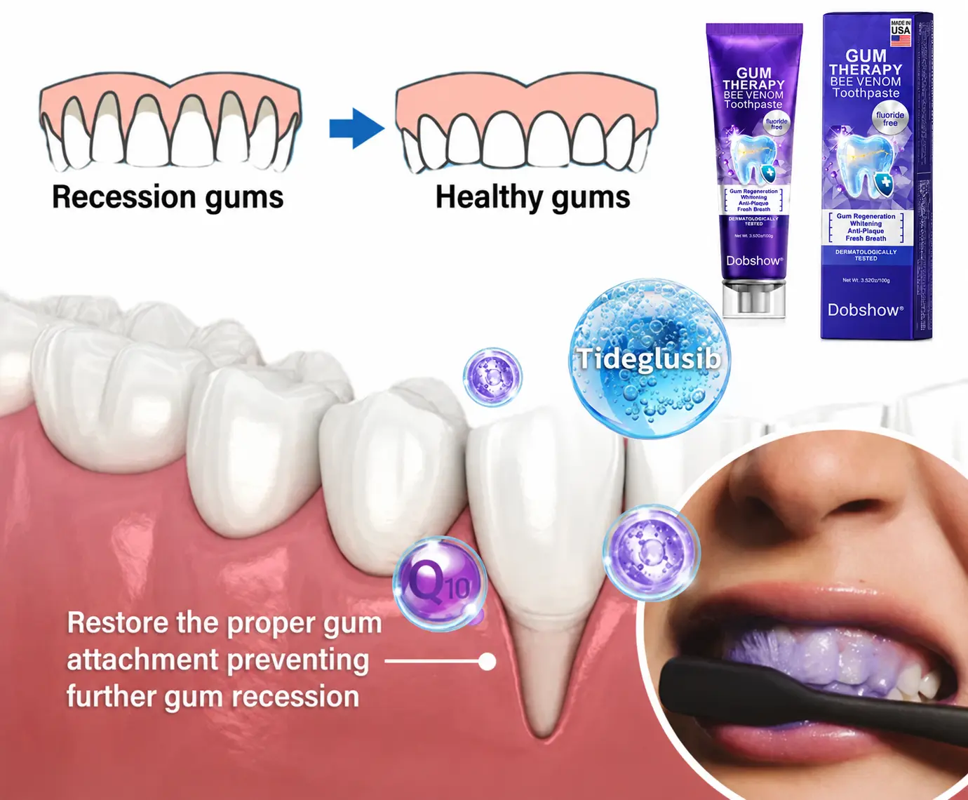100K+ SOLD 🔥 Dobshow® VioCore Bee Venom Dental Treatment Toothpaste
– derealis