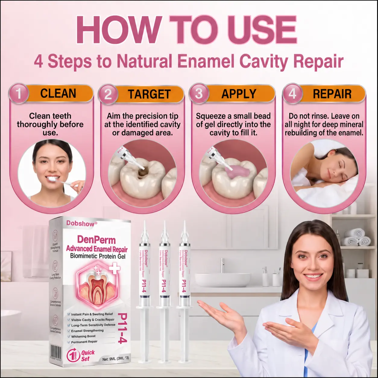 🏆𝐎𝐟𝐟𝐢𝐜𝐢𝐚𝐥 𝐔𝐒 𝐒𝐭𝐨𝐫𝐞🎉Over 100K+ Sold🔥Dobshow® 🦷 DenPerm Advanced Enamel Repair Biomimetic Protein Gel